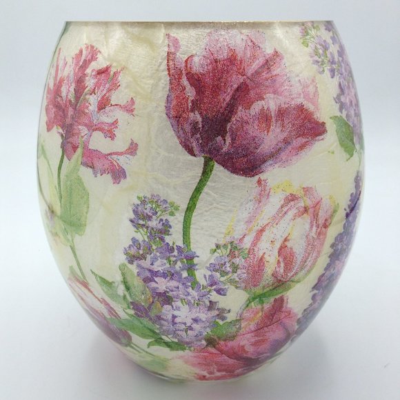 Tulips and Wisteria Bouquet on a 6" Oval - Picture 1 of 1